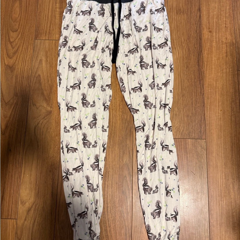 Women's Cream Pajama Pants with Animal Print